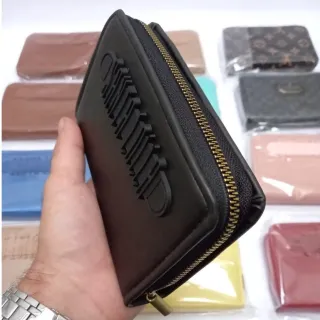 Carteira Feminina em couro com zíper, porta cartões e documentos - cores variadas - SL Lilas