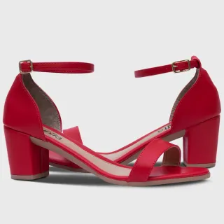 Confortável Sandália Feminina Salto Grosso Médio - Pink