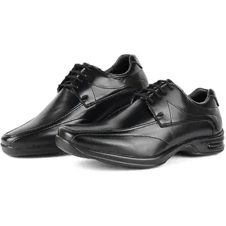 Relógio Original + Kit Sapato Social Masculino Elegante Ortopédico com Palmilha em Gel - Preto