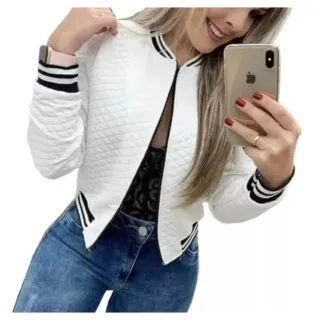 Casaco Matelassê Jaqueta Blusa de Abrigo Bomber - Preto