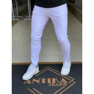 Premium Super Skinny Calça Jeans Branca Masculina - CALÇA BRANCA