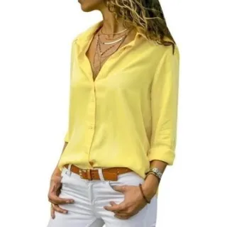 Camisa Social Feminina Lisa Manga Longa Premium - Raryel - Branco