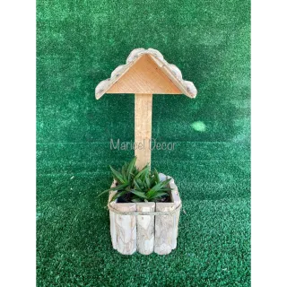 Cachepô Casinha Madeira Café Rústico 29x12cm - Promoção - Único