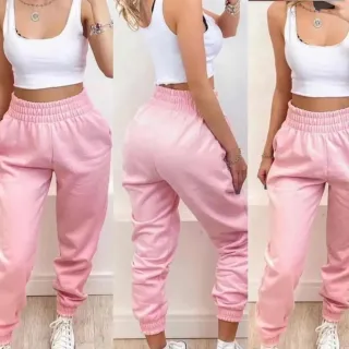 Lançamento Calça Jogger Moletom Feminina Cintura Alta Inverno 2022 - Lilás