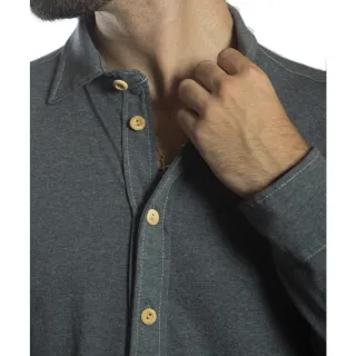 Camisa Masculina Manga Longa Slim Malha Moderno Homem Botão de Garrafa Pet - MESCLA