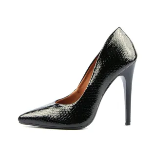 Scarpin Preto Verniz Snake Salto Alto - 34