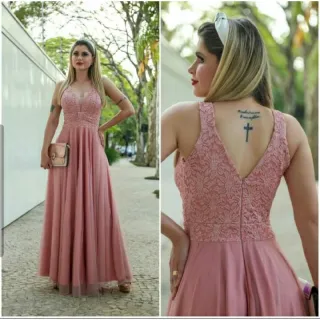 Vestido Barato Plus Size Festa Madrinha Convidadas Casamento Marsala Serenity Rosé