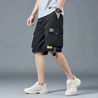Shorts Masculino de Moda Esportiva com Bolso Lateral - Verão - Preto A