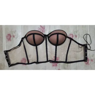 Top Corselet Tule Tomara que caia com bojo - Cropped Corselet tuli - Pink