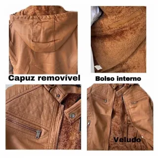 Pronta Entrega - Jaqueta Slim Fashion Couro Casaco Blusa - Caramelo