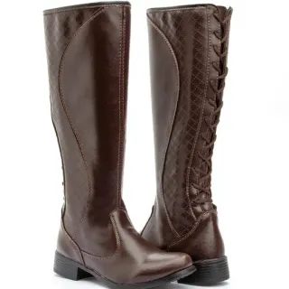 Exclusiva Bota Montaria Feminina Cano Alto Dona Beja! - Capuccino