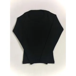 Kit blusas manga longa gola redonda: preta, mescla, listrada - G 40-42