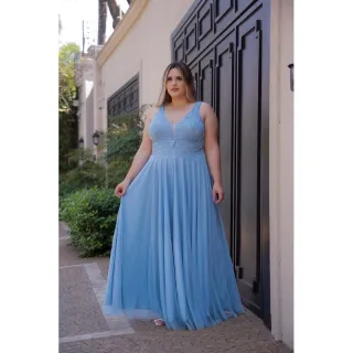 Vestido Barato Plus Size Festa Madrinha Convidadas Casamento Marsala Serenity Rosé - Verde Tiffany