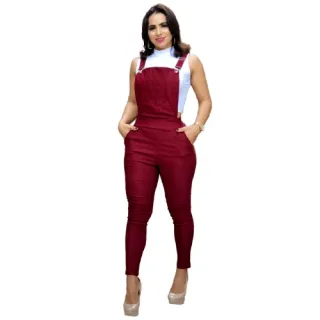 Moda Blogueira: Macacão Jardineira Longo Feminino Suspensório - Top - Rose