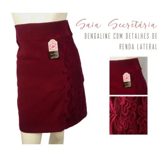 Renda Secretária Midi Saia Bengaline - ESTILO Feminino - Verde Militar