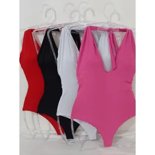 Body U Cavado Decotado Feminino com Bojo - Ref Body U - Vermelho