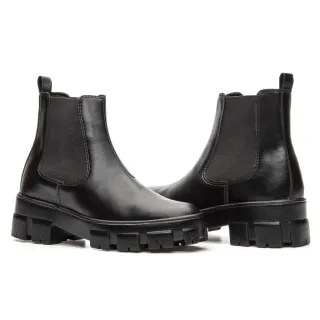 Botina Tratorada Coturno Feminina - Preto Fosco