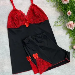 Pijama Linha Noite Baby Doll Feminino com Detalhe em Renda - ROMANCE C/ FROZEN