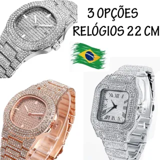 Hype Style Relógio Ice Cuban Cravejado de Pedras Brilhantes - RELÓGIO ICE PRATA