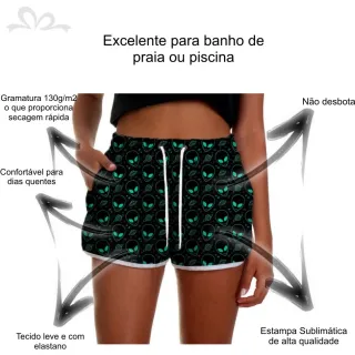 Short Estampado Tactel Feminino - Várias Estampas - P (32/34)