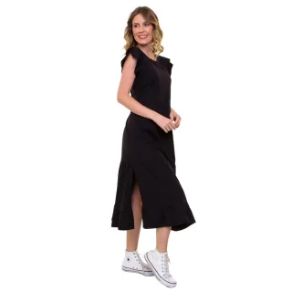 Preto Núbia Midi Vestido - Preto