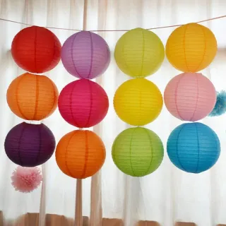 ENVIO IMEDIATO - Luminária Redonda Oriental de Seda Colorida para Festas, Eventos e Decoração - Verde Escuro 30cm