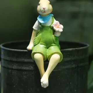 Estátuas de Coelhos Decorativos - Miniaturas de Resina para Jardim - Único