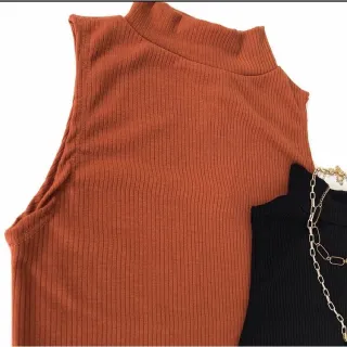 Blusa Feminina Canelada Verão 2022 - Blogueirinha Gola Alta - Verde Militar