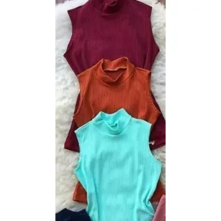 Blusa Regata Gola Alta Kit 2 Sem Bojo - Branca