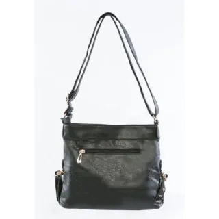 Importada Bolsa Feminina Transversal Grande Com Chaveiro Tiracolo 2 Divisórias - Preto