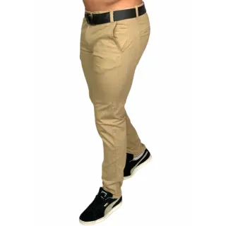 Calça Premium Social Chino Masculina Bege Sarja - Caramelo