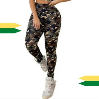 Calça Legging Exército Feminina - Cos Alto e Empina Bumbum - Legging Calças Preta