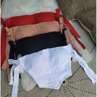 Bojo Cropped Feminino Alça Lacinho Sustentável - Preto