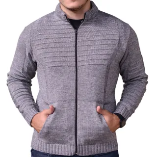 Cardigan masculino tricô casual gola alta suéter - Marinho