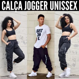 Calça Corta Vento Unissex Tactel Cargo Fita Jogger