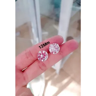 Prata Legítima Brinco Ponto de Luz Feminino e Masculino - 2,3,4,5,6,7,8,9,10 e 12Mm - 12mm