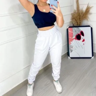 Lançamento Calça Jogger Moletom Feminina Cintura Alta Inverno 2022 - Lilás