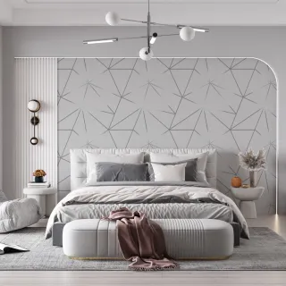 Rolo Papel Parede Adesivo Geométrico Zara Cinza Prata Moderno Triângulo - Único