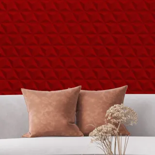 Adesivo Vermelho Geométrico 3D - Papel de Parede 1m x 50cm - Único