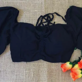 Tamanho Único Cropped Ciganinha em Viscose com Bojo - Laranja