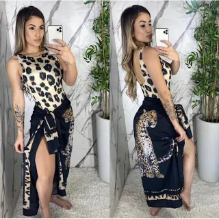 Conjunto de Body/Maiô + Pareô: A combinação perfeita para arrasar na praia - Branco / Azul