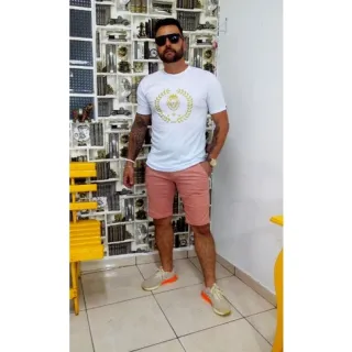 Camiseta Longline Masculina Lisa de Gola Redonda - Azul ramo kc