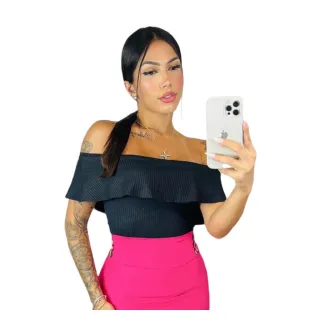 Blusa Canelada Feminina Premium Ombro a Ombro Ciganinha - Bordô