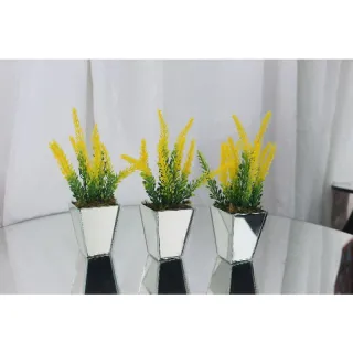 Vasinho Decorativo Kit Mini Espelhado Planta Artificial Folhagem Arranjo Plantinha - Cores: Grená, Amarelo, Lilás, Rosa, Branco - Coral Sb/F01
