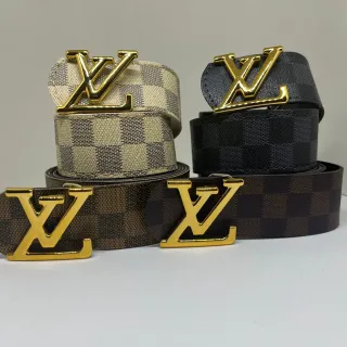 Liso Importado Unissex Xadrez Couro Social Cinto - Dourado - Marrom