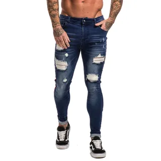 Lançamento Premium: Calça Jeans Masculina Skinny Rasgada em Lycra - Preto