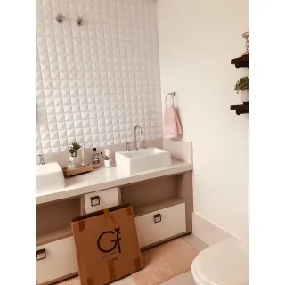 Painel 3D Revestimento Parede Gesso Luxo - Kit com 10 Placas - Estrela Preta