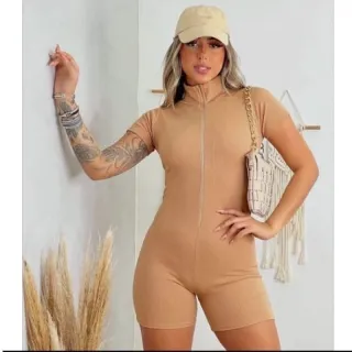 Suplex Feminino Manga Curta Preto Nude com Zíper - Macaquinho Canelado - Vermelho suplex - 102