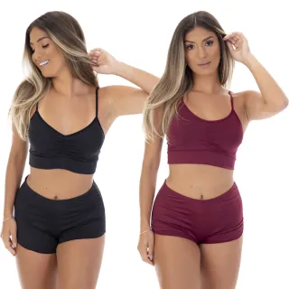 Moda Feminina Pijama Kit 2 Top Doll Microfibra sem Bojo - Promoção - Branco / Rosê