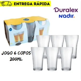 Boteco Nadir Figueiredo - Jogo de Copos de Vidro 200ml com 6 peças - Único